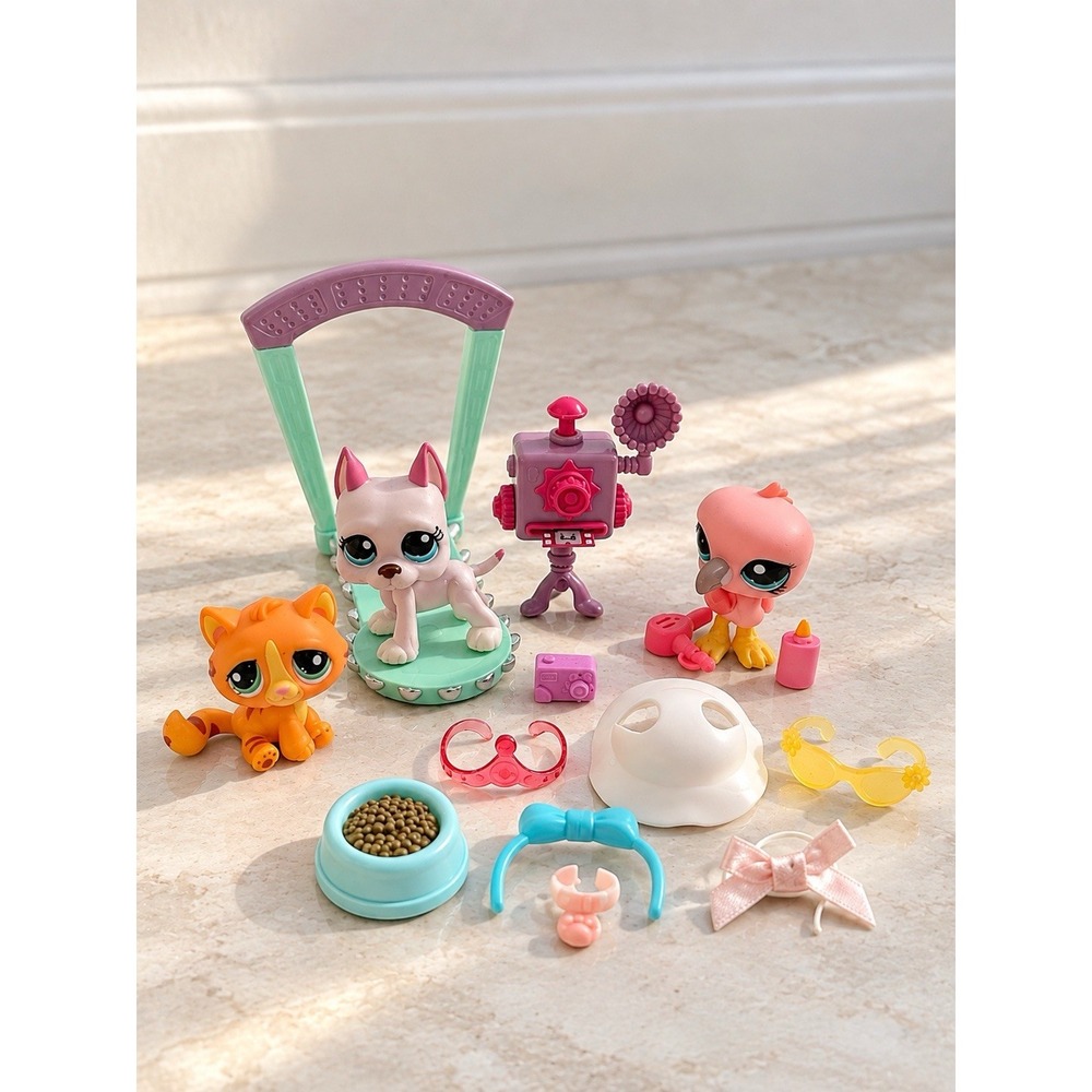 Littlest Pet Shop Gen 2 Stylin Pets Runway #1022 #1023 Cat #2603 & Accessories